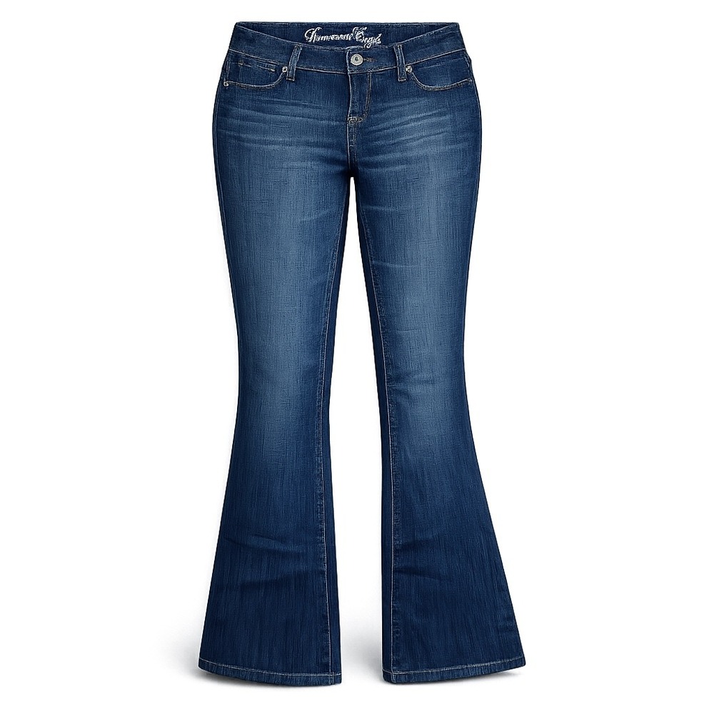 American Eagle Real Flare Jeans Womens 4 Blue‎ Low Rise Wide Leg Y2K Boho